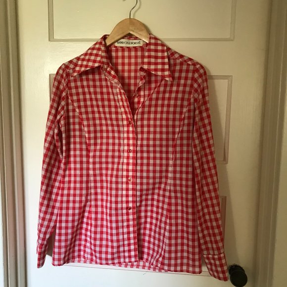 Retro red & white check blouse - Picture 1 of 5
